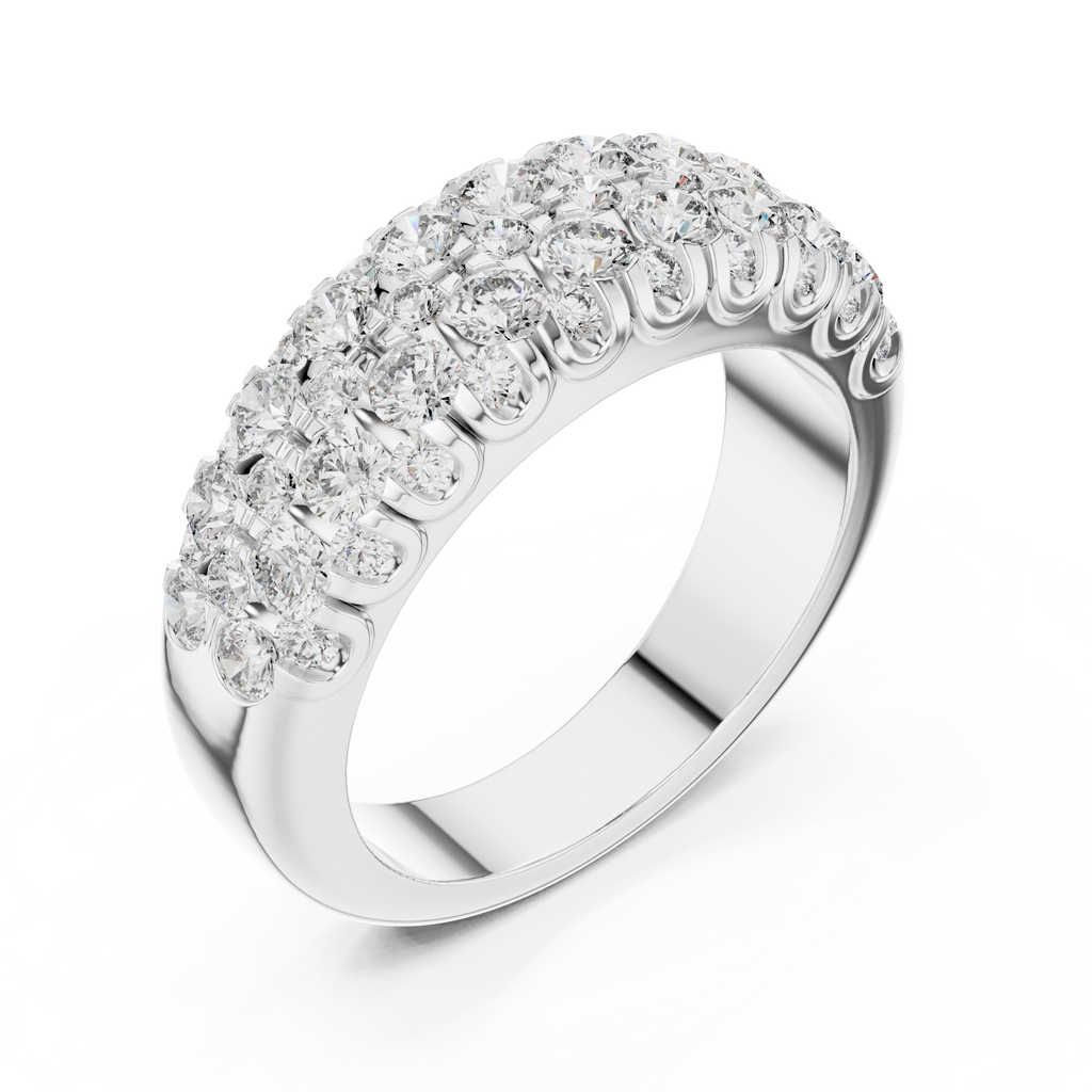 Luxury 18K Gold Diamond Eternity Band – Triple Row Design
