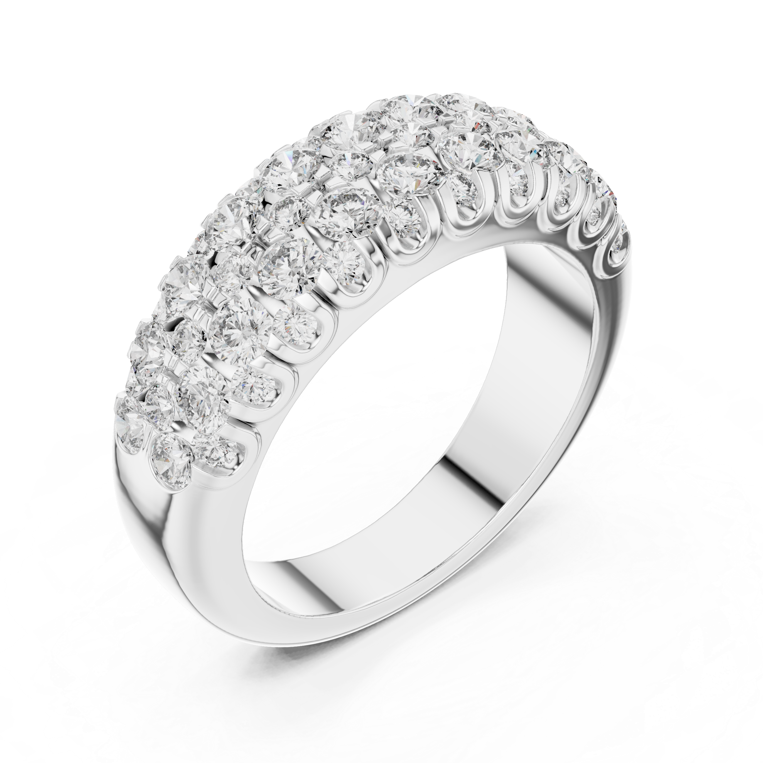 Luxury 18K Gold Diamond Eternity Band – Triple Row Design