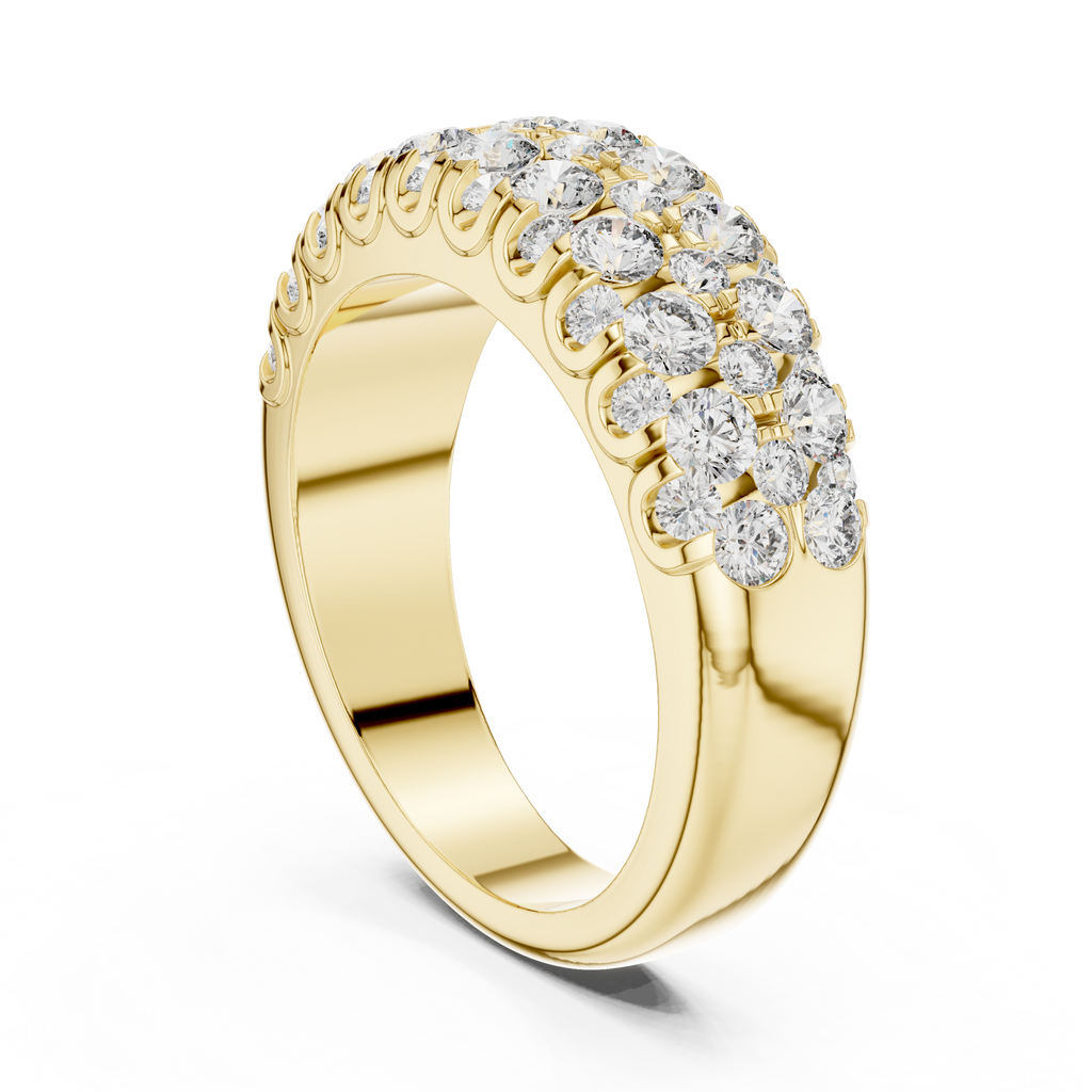 Luxury 18K Gold Diamond Eternity Band – Triple Row Design