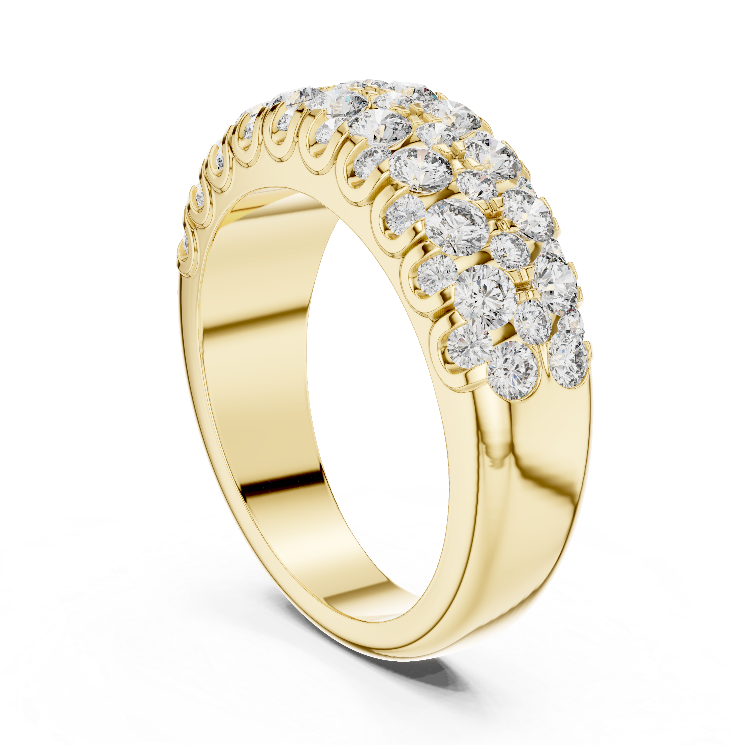 Luxury 18K Gold Diamond Eternity Band – Triple Row Design