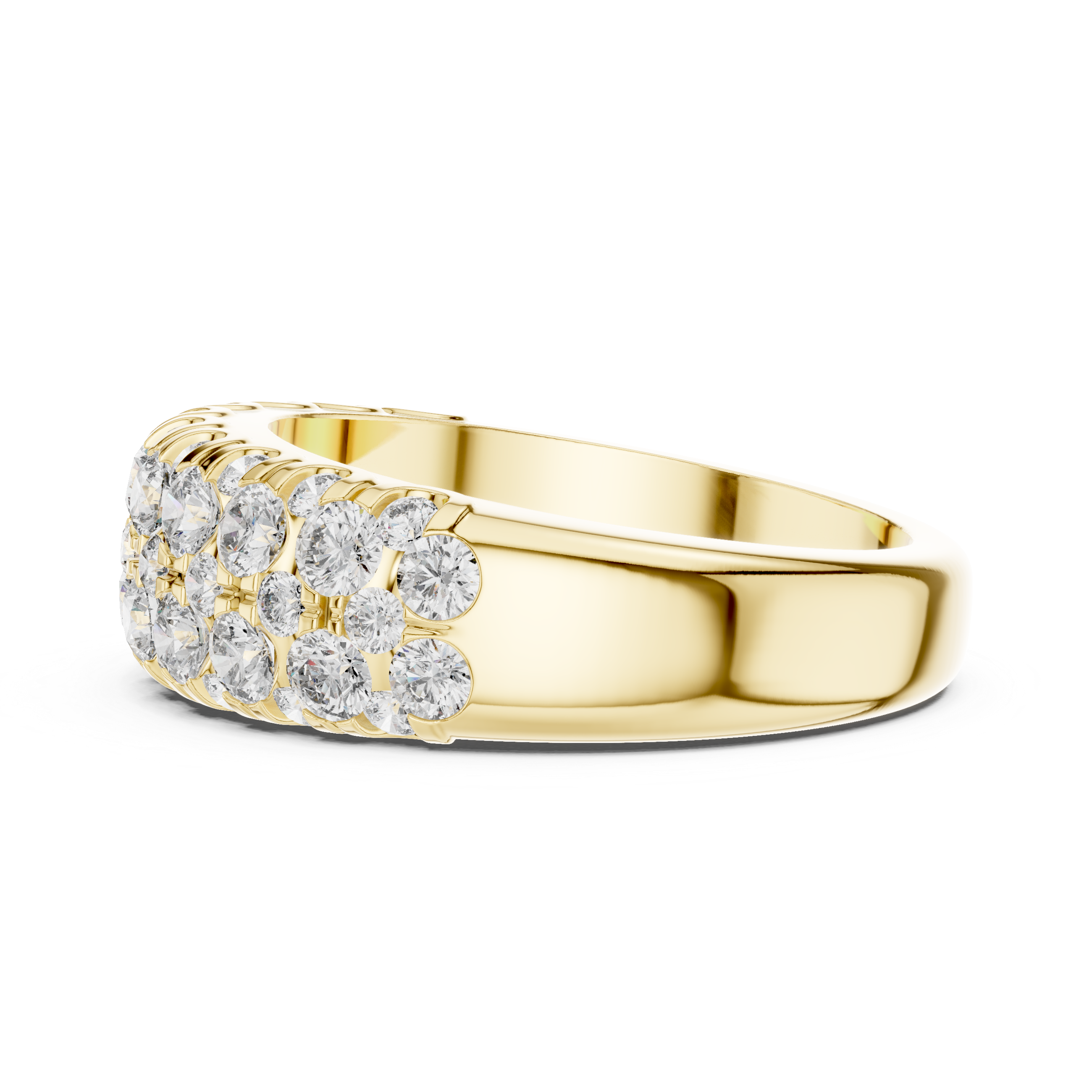 Luxury 18K Gold Diamond Eternity Band – Triple Row Design