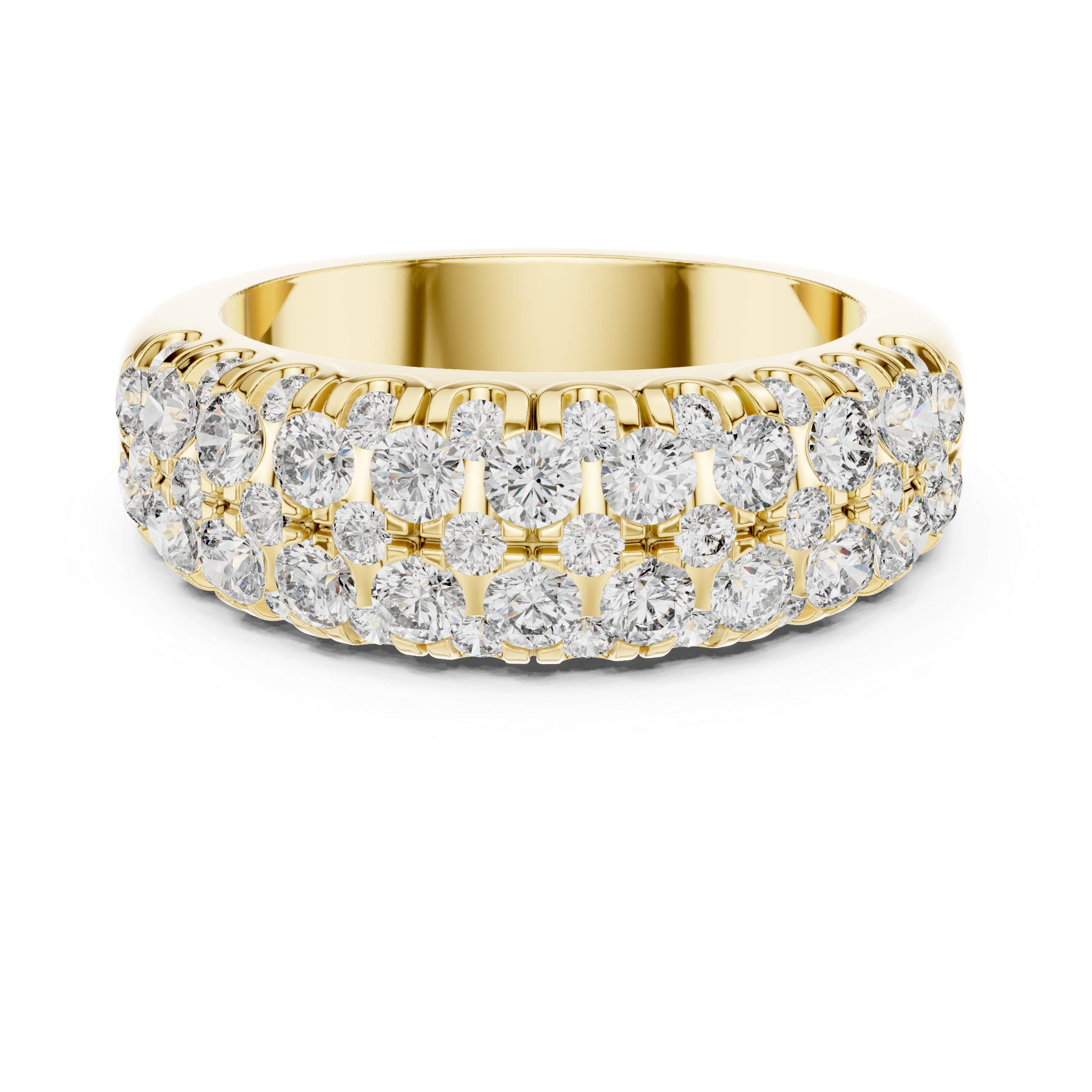 Luxury 18K Gold Diamond Eternity Band – Triple Row Design