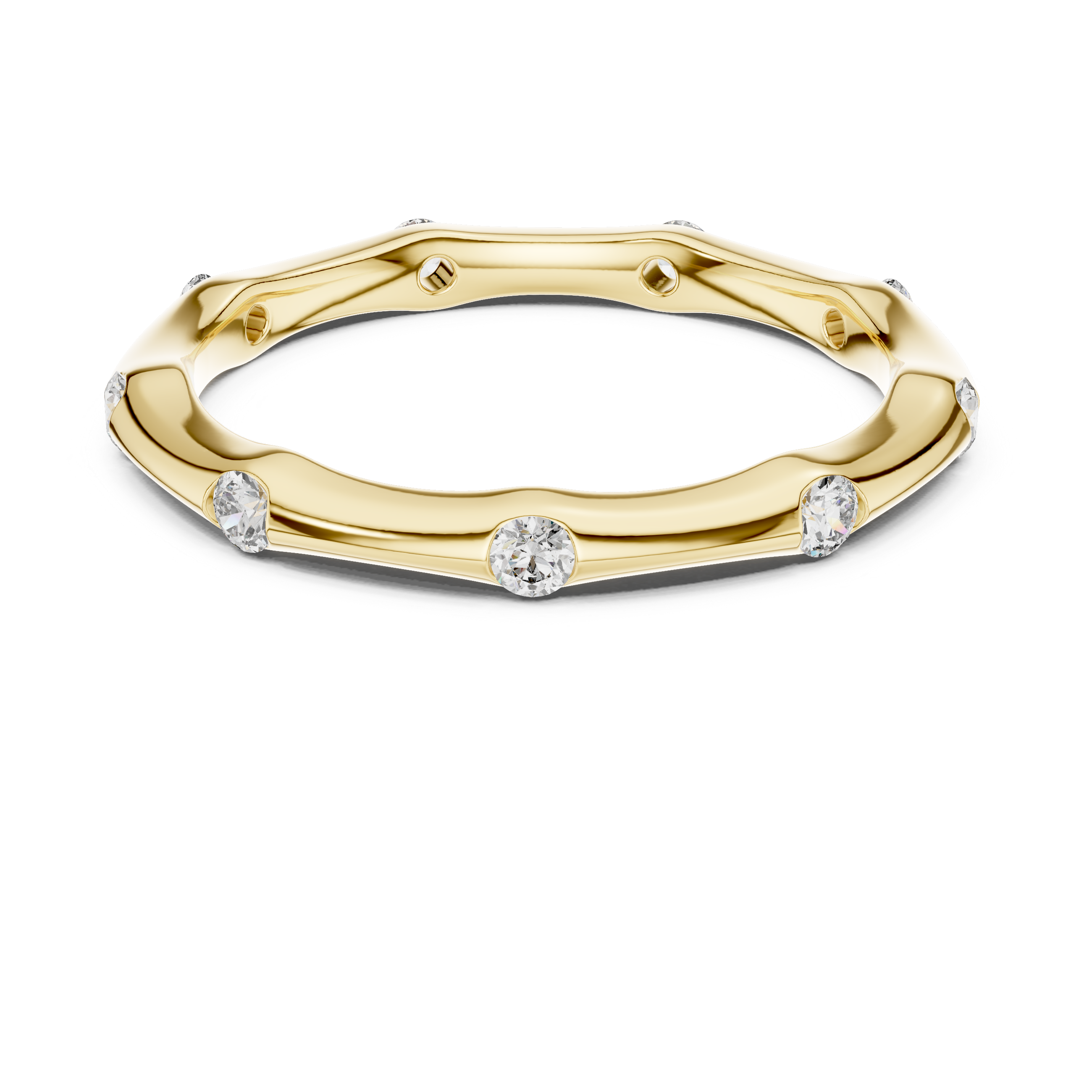 Golden Serenity Diamond Eternity Ring – Minimal Elegance