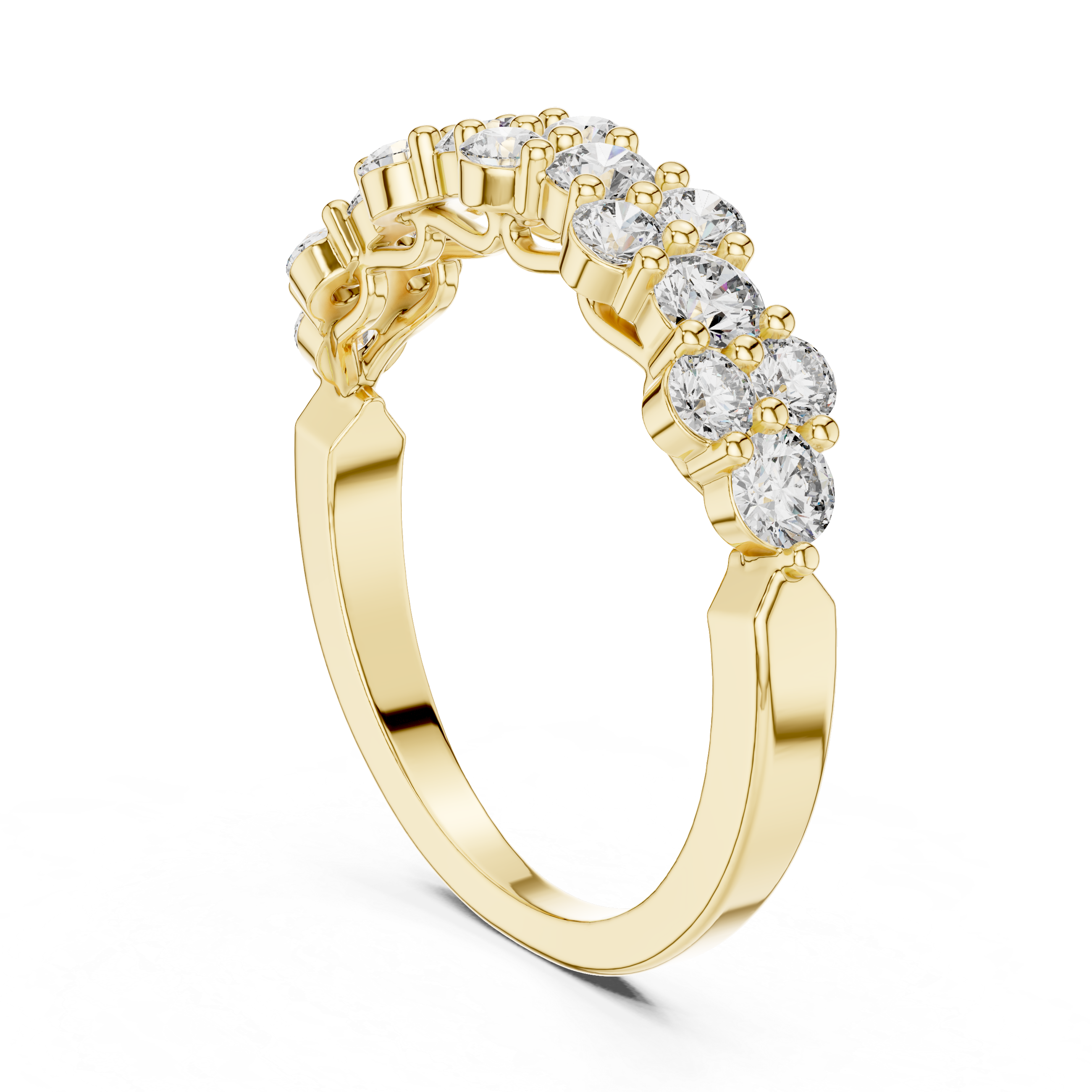 Golden Harmony Diamond Ring – Twin Row Brilliance