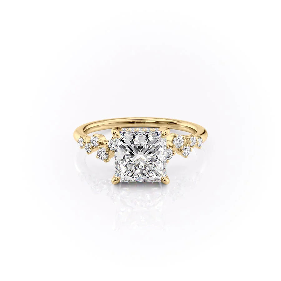 Princess - 18K Yellow Gold Princess Cut Diamond Engagement Ring
