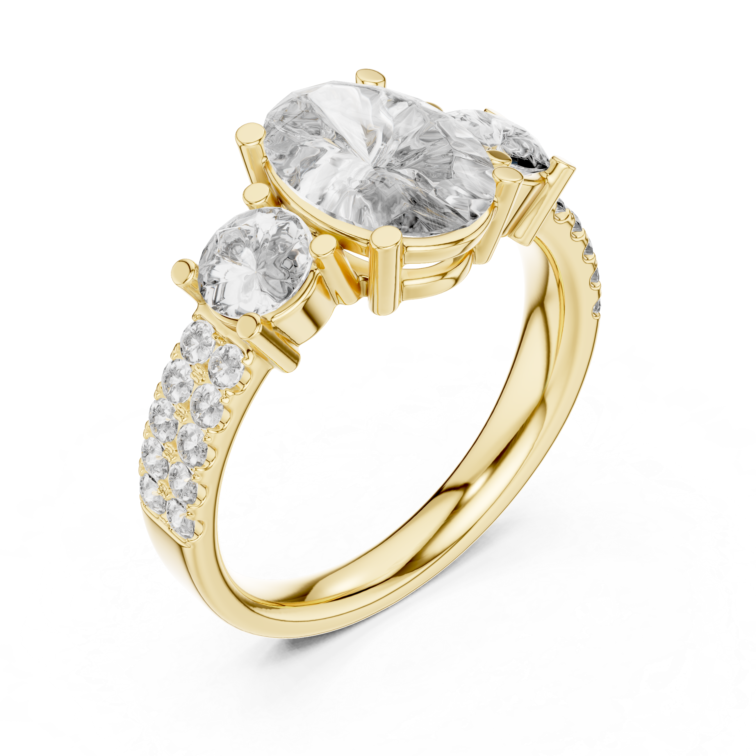 Oval Cut Three-Stone Diamond Ring