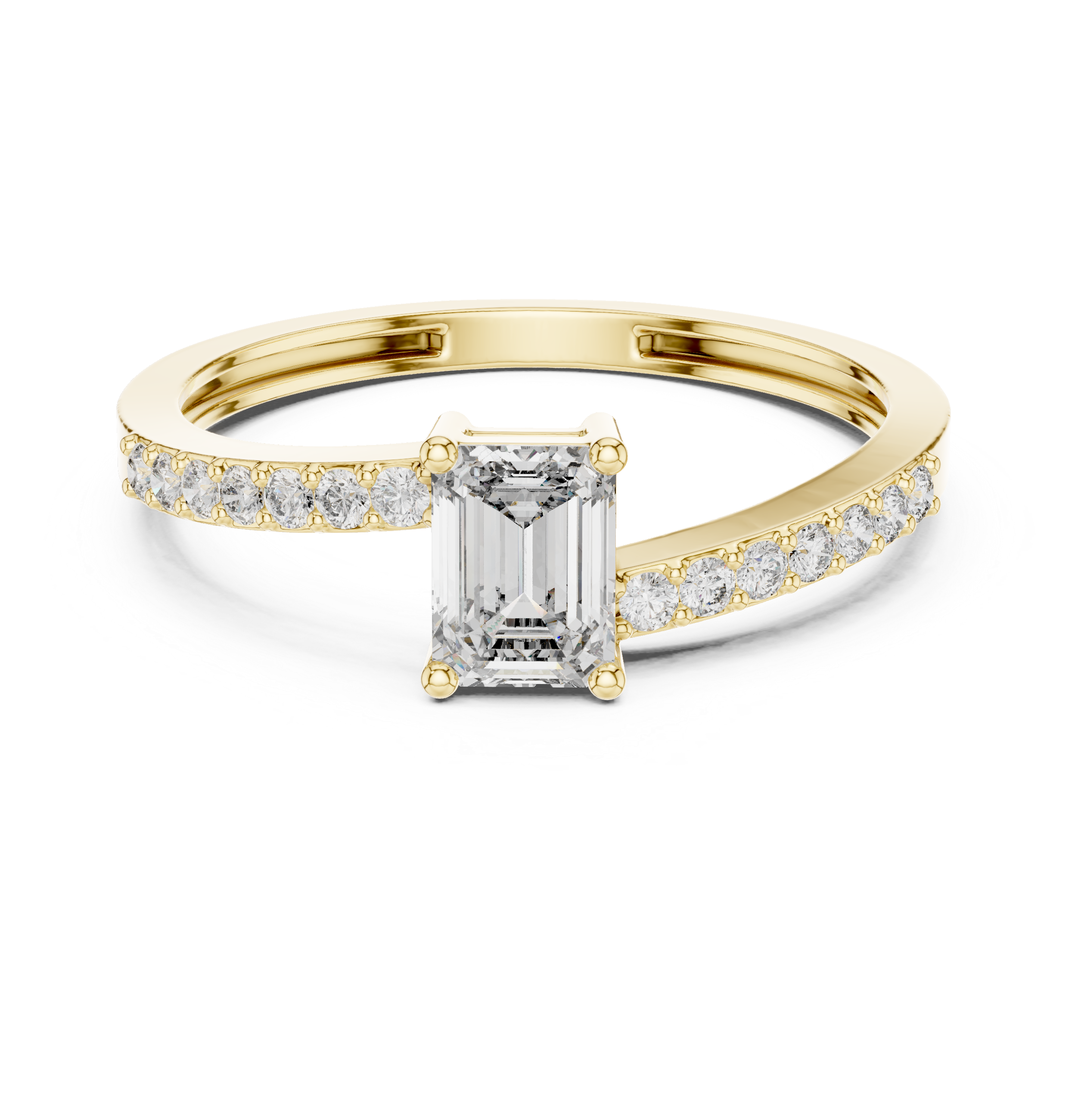 Emerald Cut Ring with Pavé Band