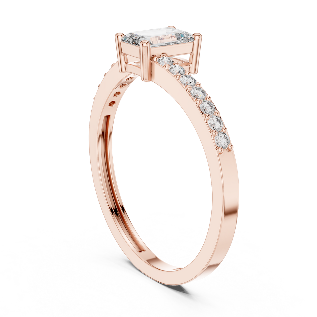 Emerald Cut Ring with Pavé Band