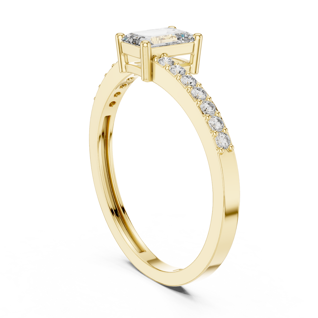 Emerald Cut Ring with Pavé Band