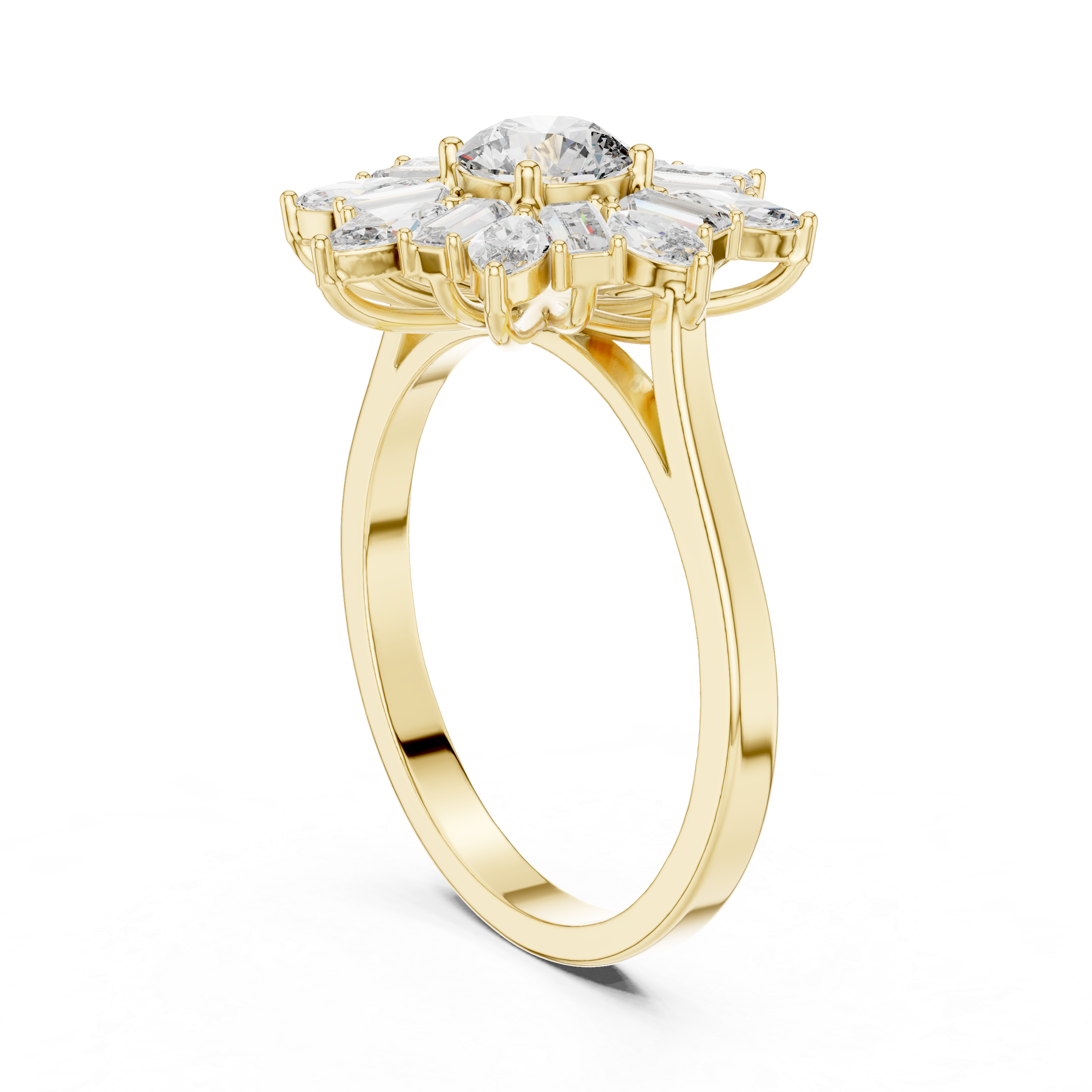 Sunburst Majesty Diamond Cocktail Ring – Golden Brilliance