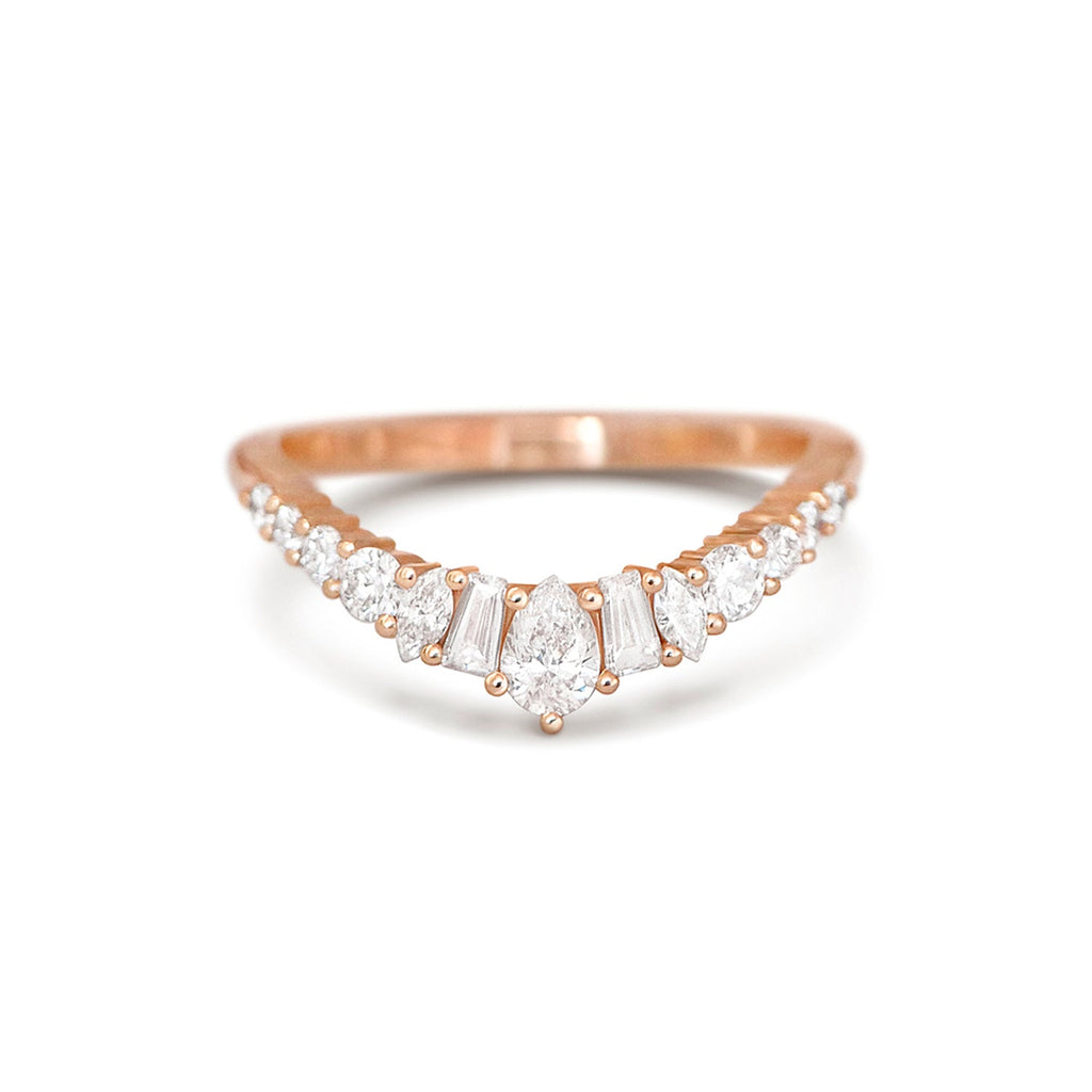 Marquise Diamond Curved V-Band Ring