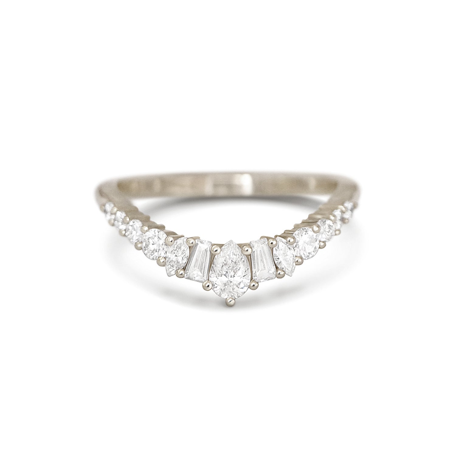 Marquise Diamond Curved V-Band Ring