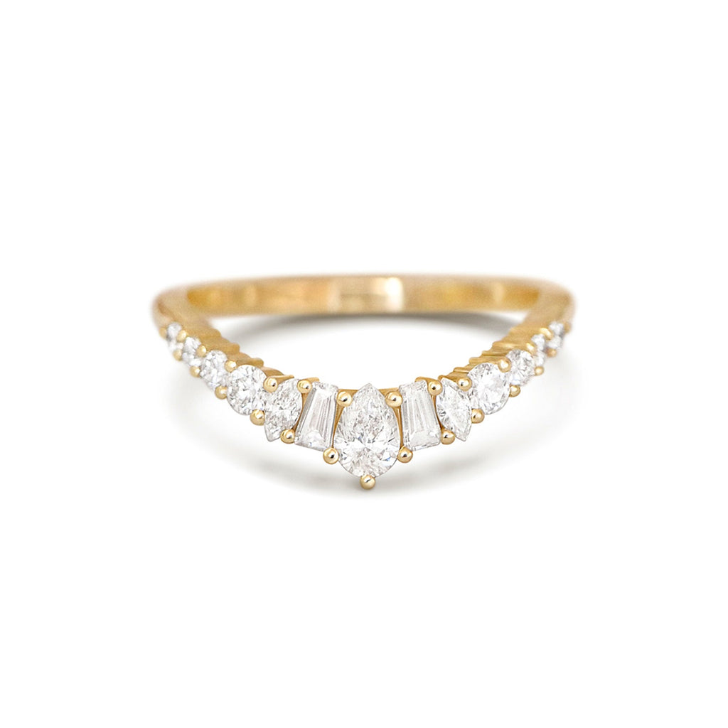 Marquise Diamond Curved V-Band Ring