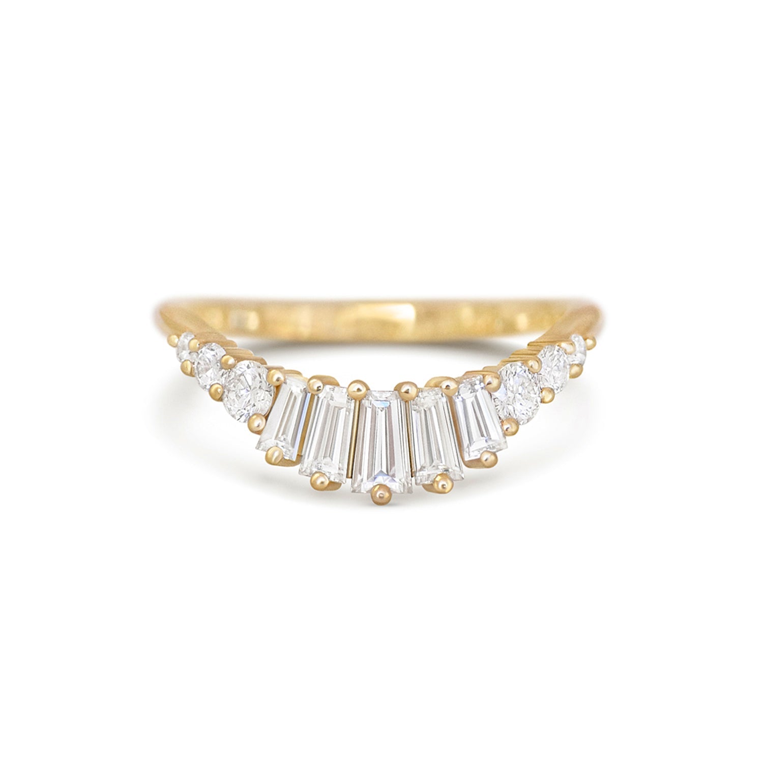 Baguette Diamond Curved V-Band Ring