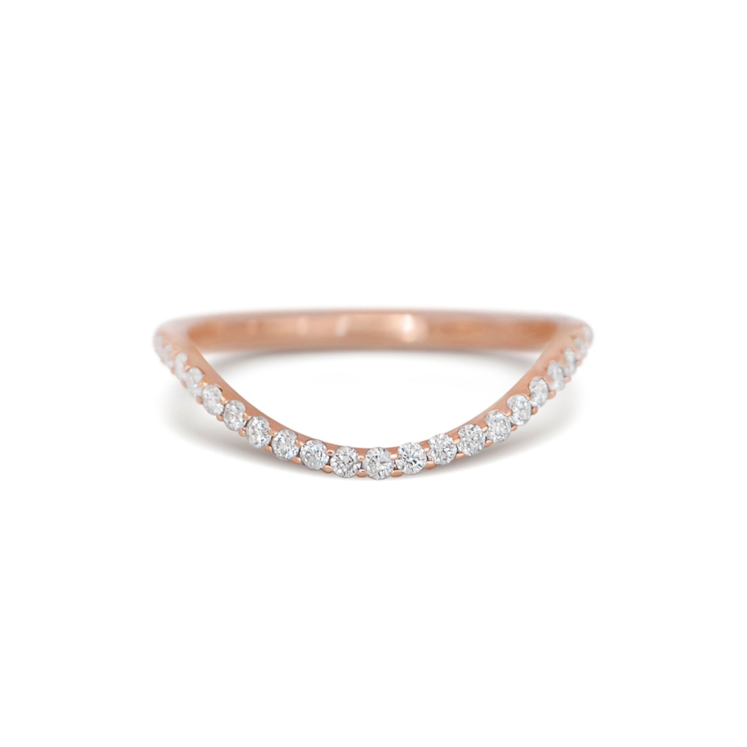 Classic Round Diamond Curved V-Band Ring