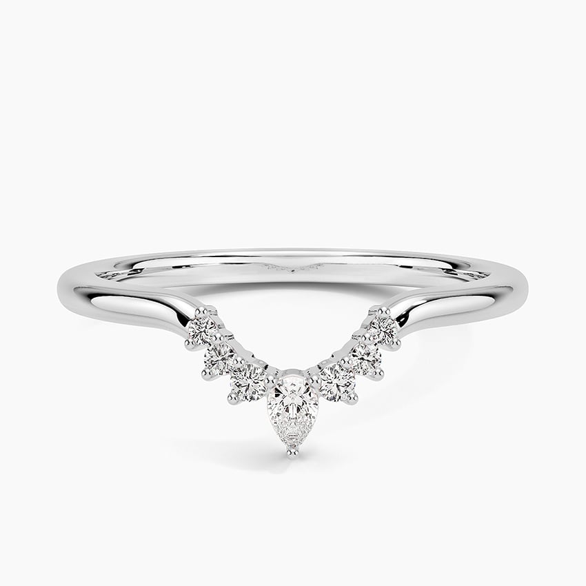 Chevron Diamond Nesting Ring with Pear Accent