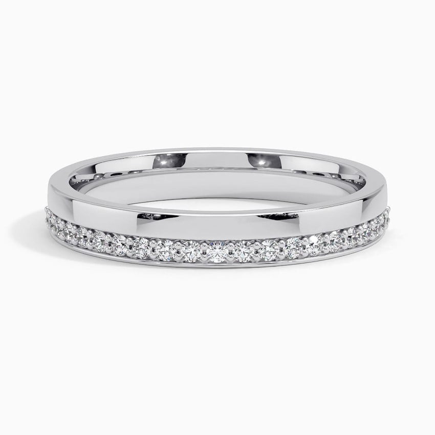 3mm Timeless Half-Pavé Diamond Band — White Gold Elegance