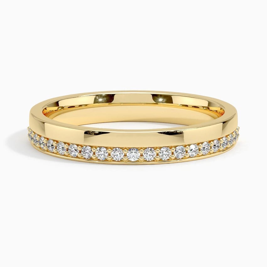 3mm Timeless Half-Pavé Diamond Band — White Gold Elegance