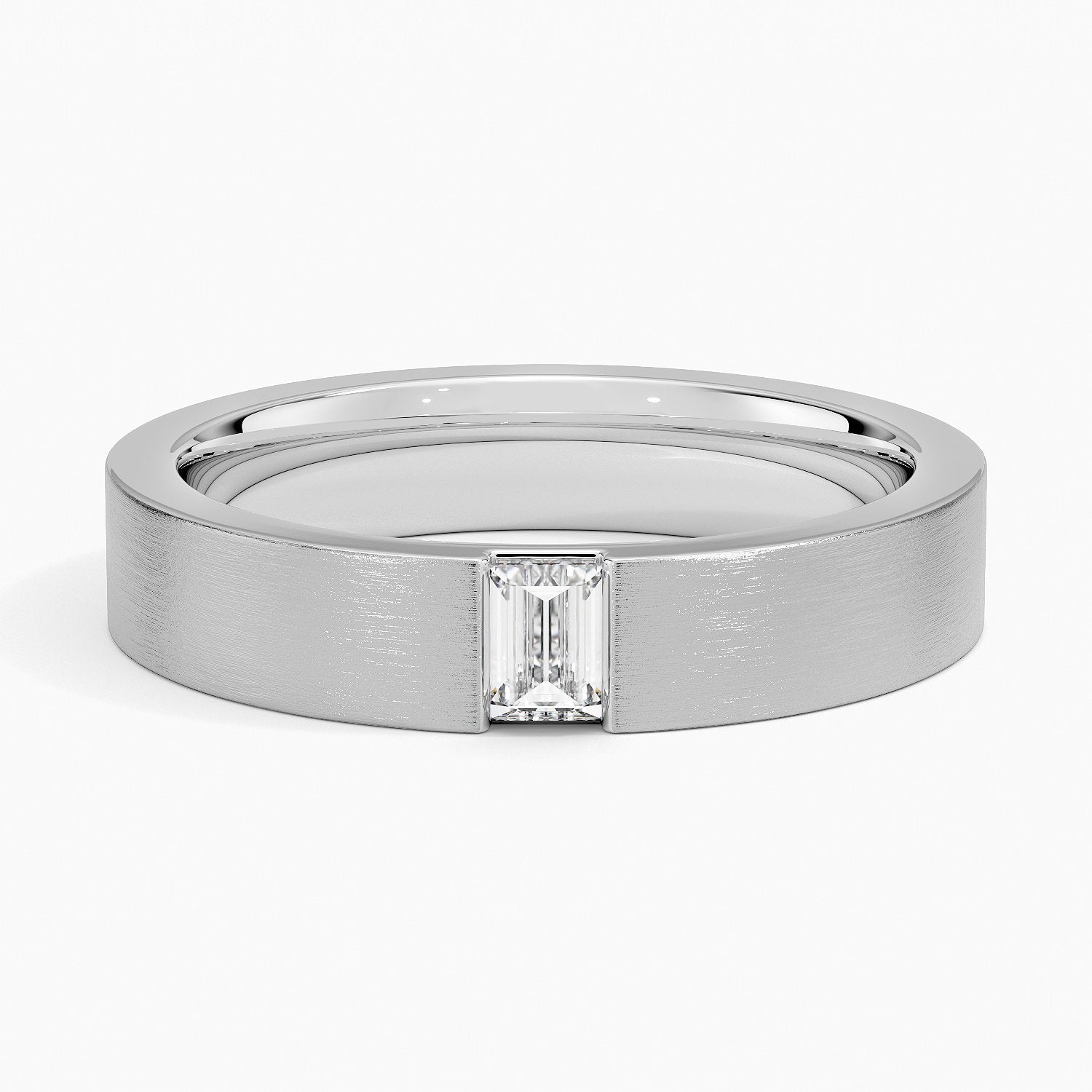 Modern Baguette Diamond Band in White Gold