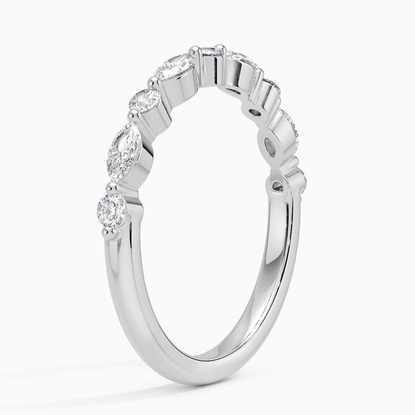 Marquise & Round Diamond Alternating Half Eternity Band