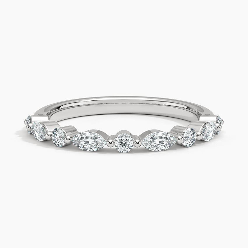 Marquise & Round Diamond Alternating Half Eternity Band