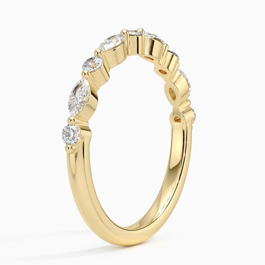 Marquise & Round Diamond Alternating Half Eternity Band