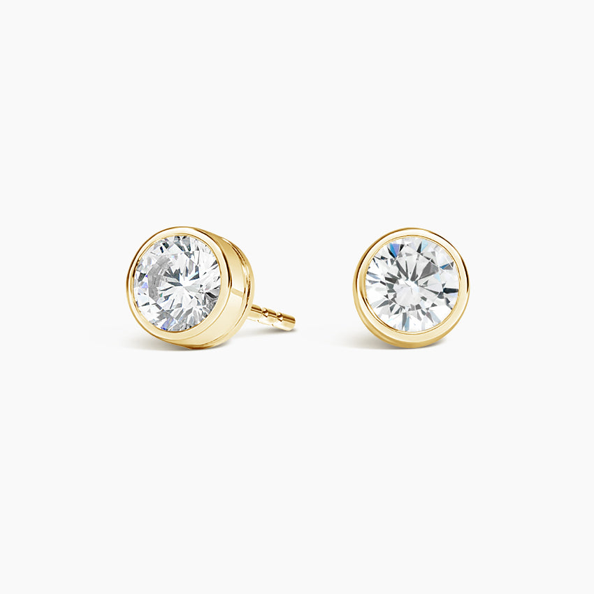 Round Cut Lab Grown Diamond Bezel Stud Earrings