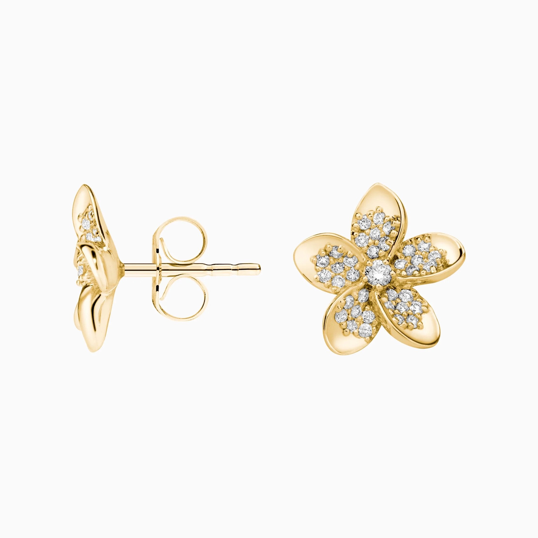 Blooming Radiance Diamond Flower Earrings in 14K Gold