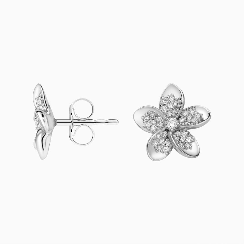 Blooming Radiance Diamond Flower Earrings in 14K Gold