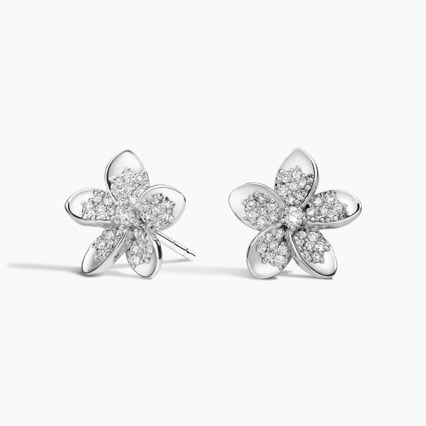 Blooming Radiance Diamond Flower Earrings in 14K Gold