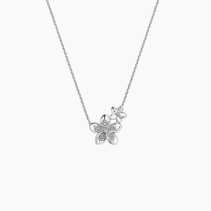 Floral Diamond Pendant Necklace in 18K Gold