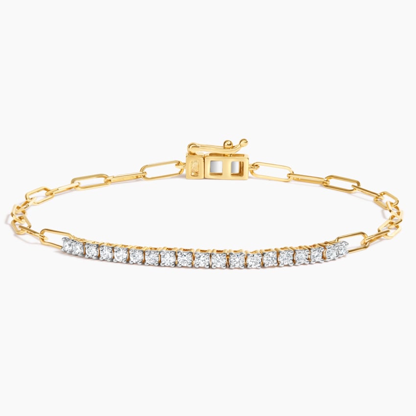 Elegant Gold Chain Bracelet with Diamond Bar Detailing