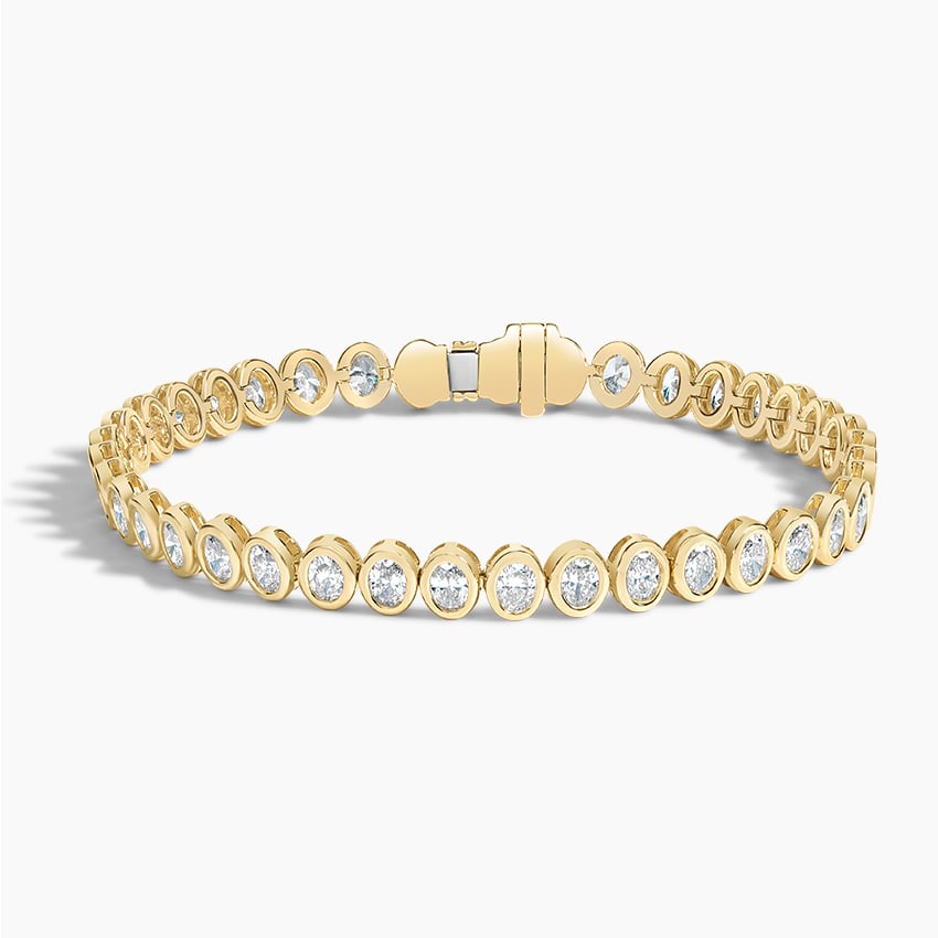 Elegant Oval Gold Tennis Bracelet with Emerald-Cut Stones