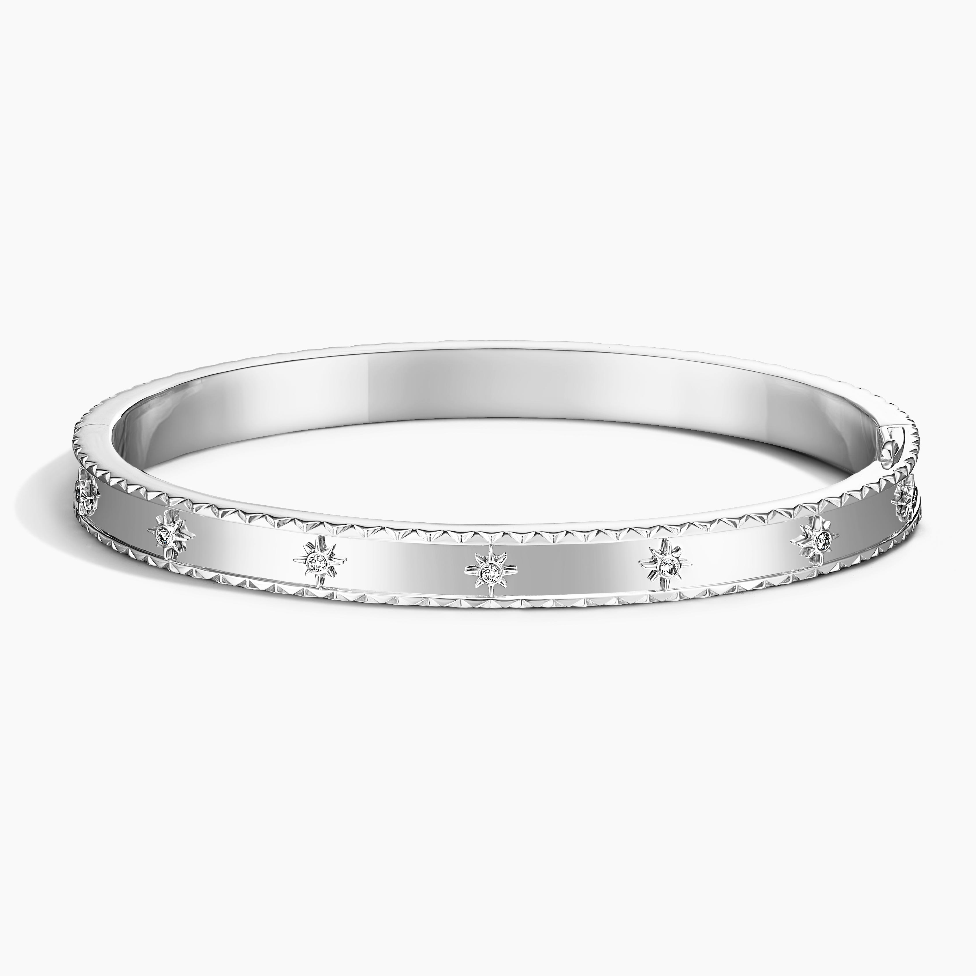 Delicate Star-Pattern Silver Band Ring with Crystal Accents