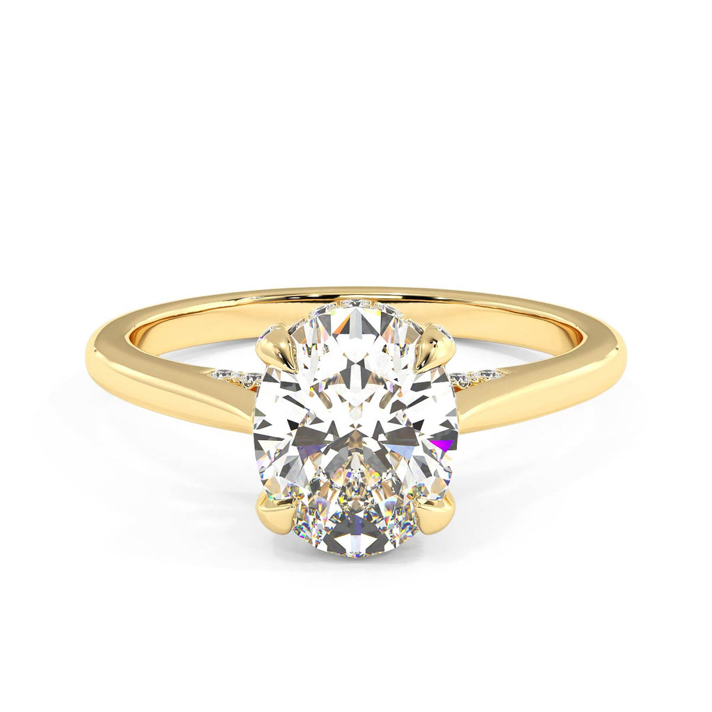 2.0 CT Oval Cut Moissanite Diamond Four Prong Set Ring in 14K Solid Gold