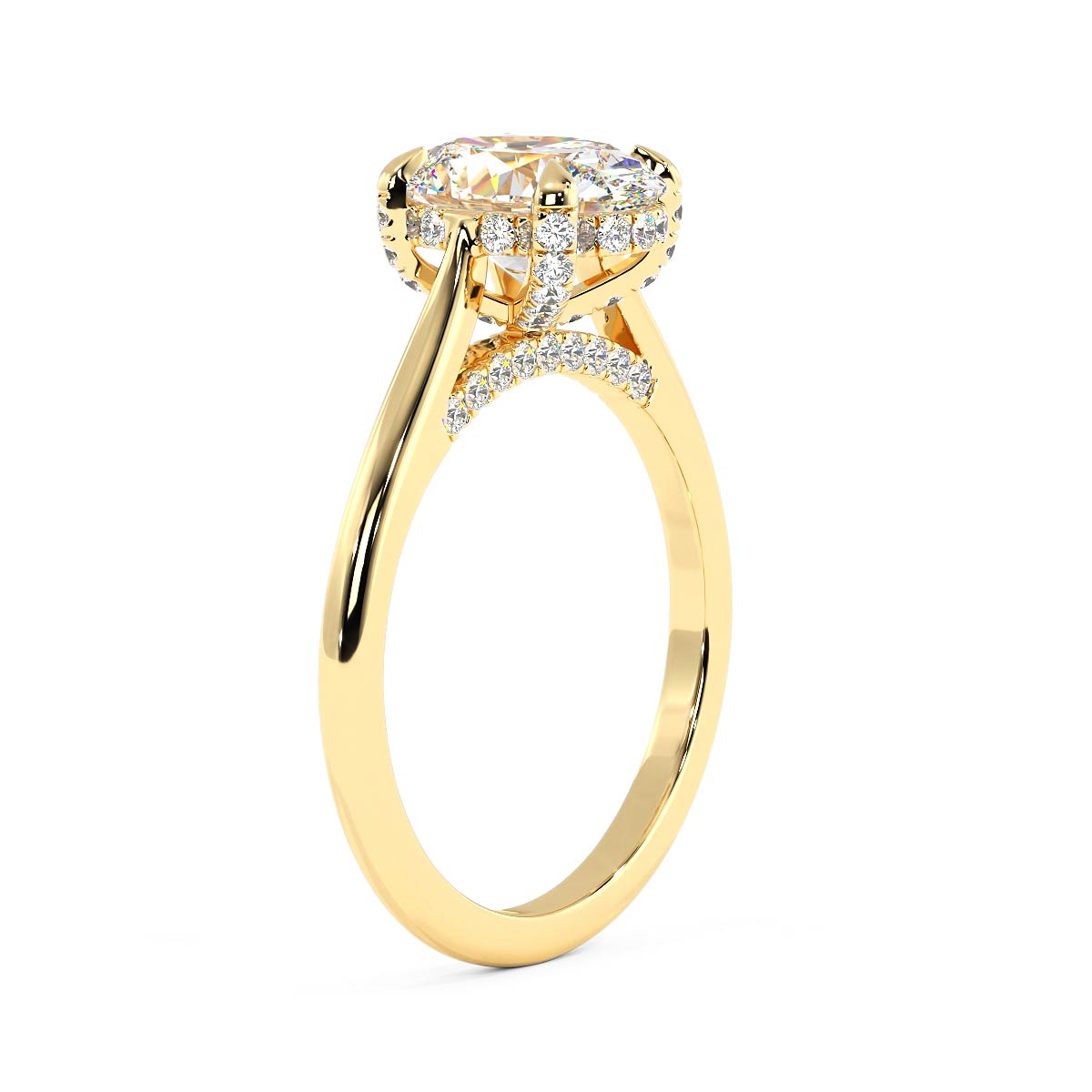 2.0 CT Oval Cut Moissanite Diamond Four Prong Set Ring in 14K Solid Gold