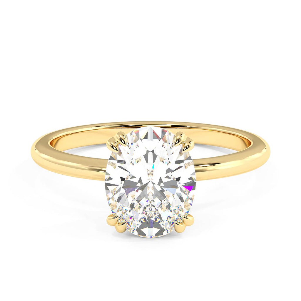 6-Prong Set Marquise Diamond Ring Hidden Halo Moissanite and Leb Diamond Ring