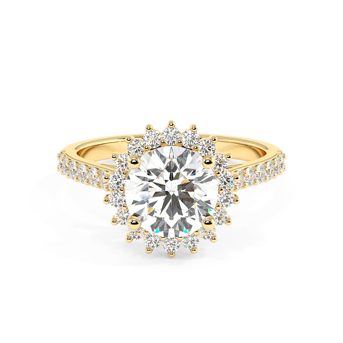 Classic 14K Solid Gold Asscher Cut Moissanite and Lab Grown 4-Prong Solitaire Ring