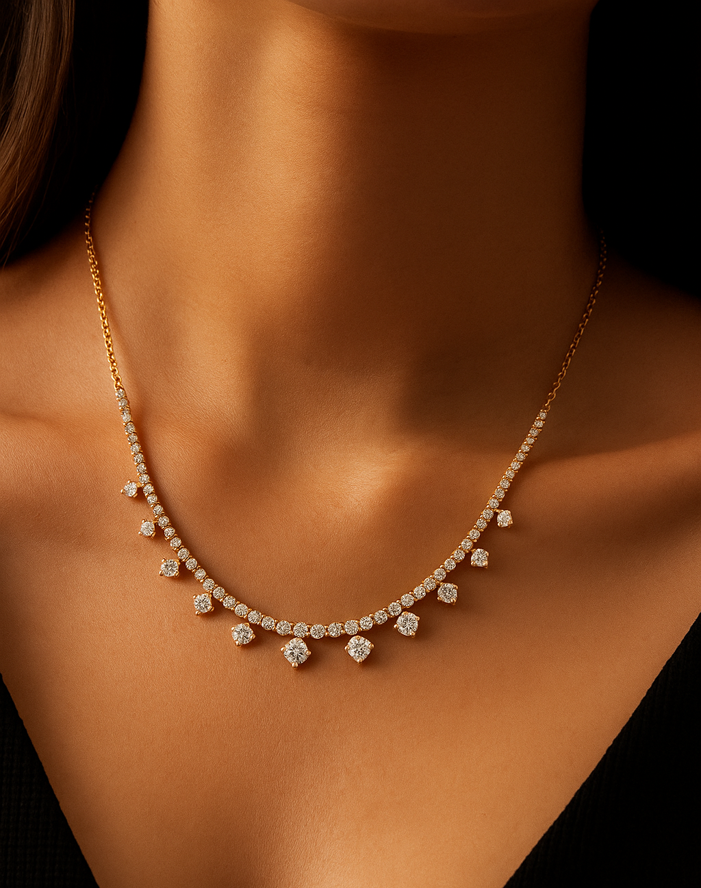 Venfora Dazzle Drop Diamond Necklace in 18K Gold