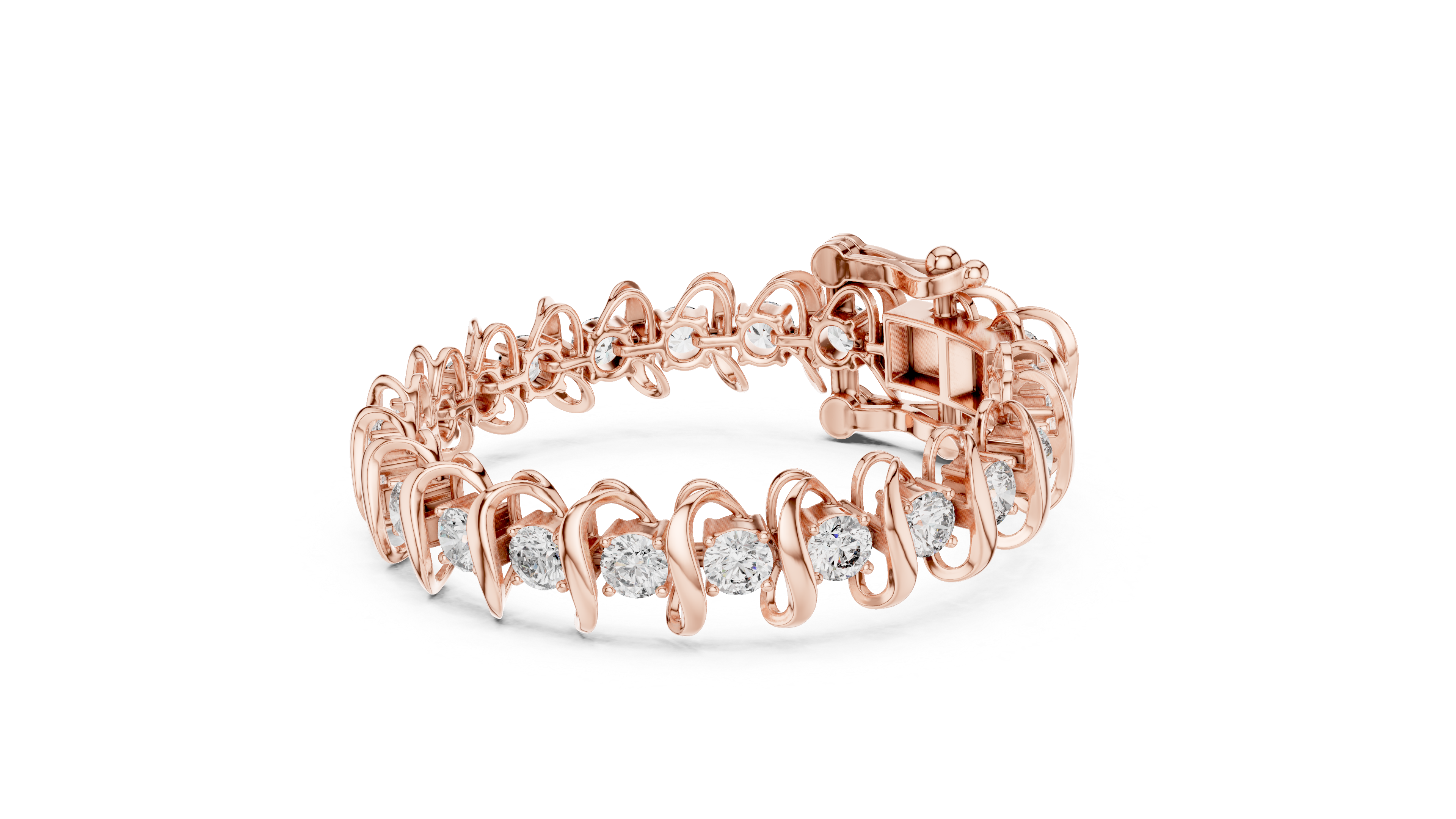 Golden Waves Diamond Bracelet – Sculpted Elegance
