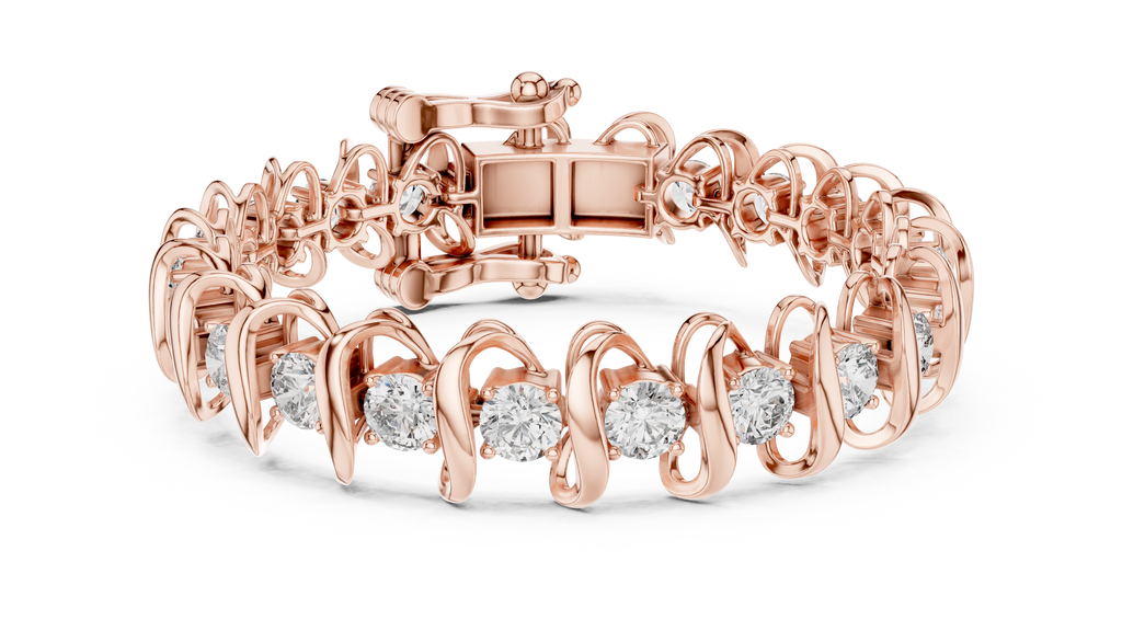 Golden Waves Diamond Bracelet – Sculpted Elegance