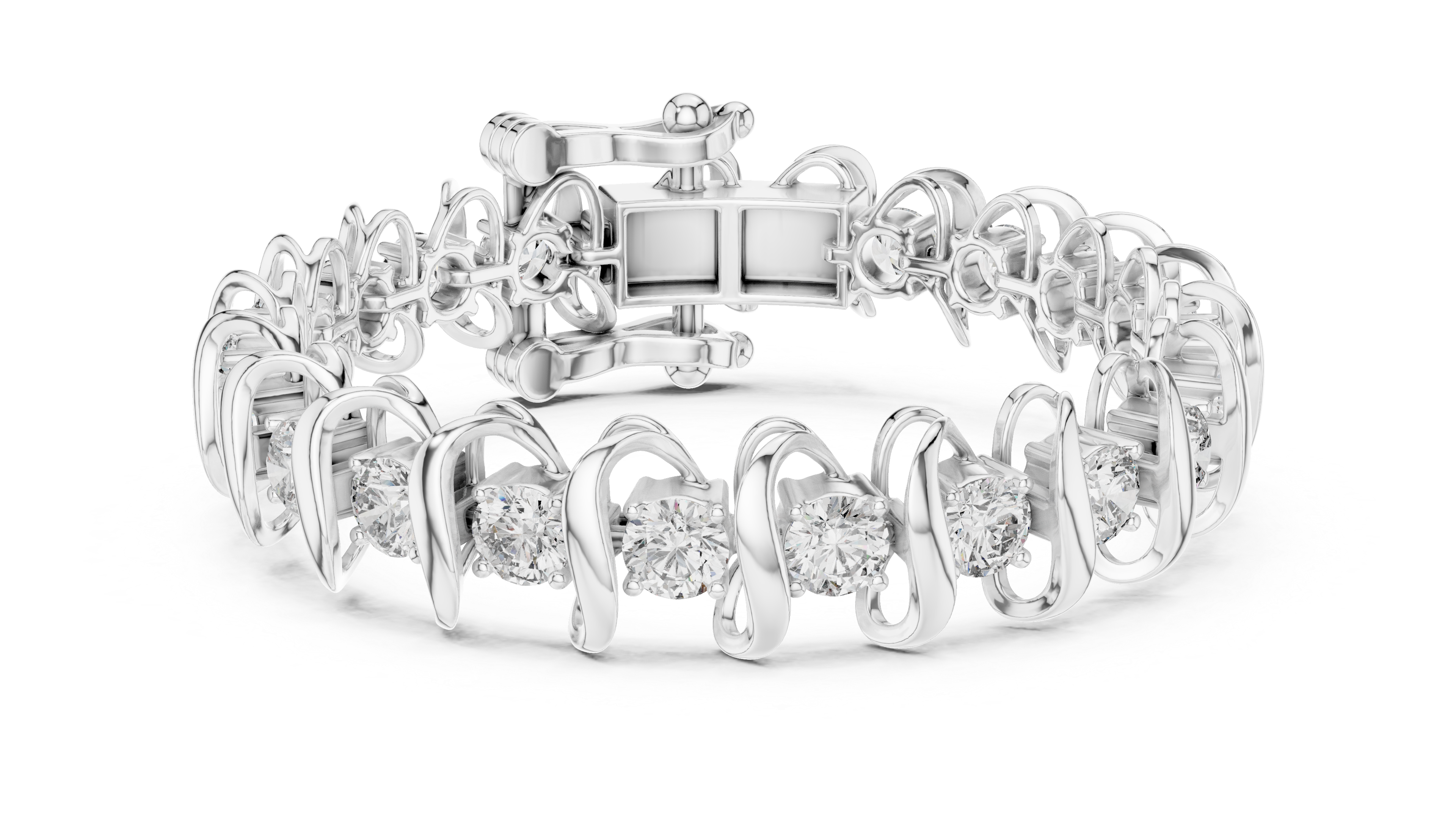 Golden Waves Diamond Bracelet – Sculpted Elegance