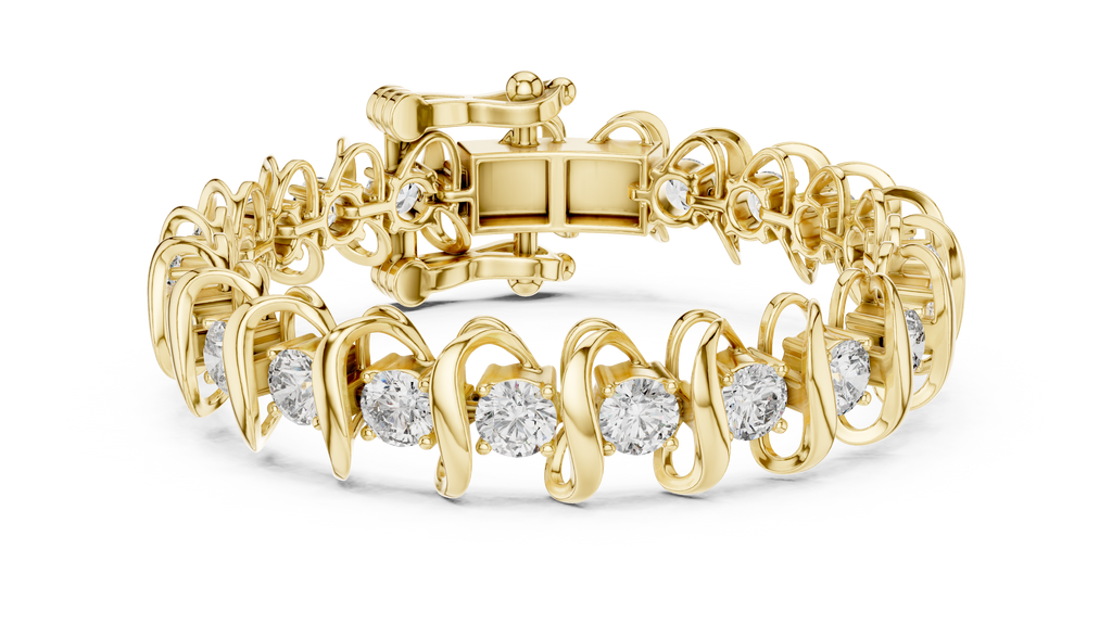 Golden Waves Diamond Bracelet – Sculpted Elegance