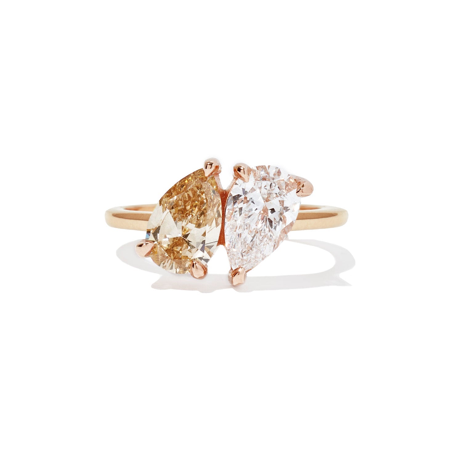 Dual Pear-Cut Champagne Diamond Engagement Ring