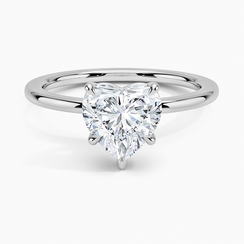 Romantic heart diamond engagement ring in silver band