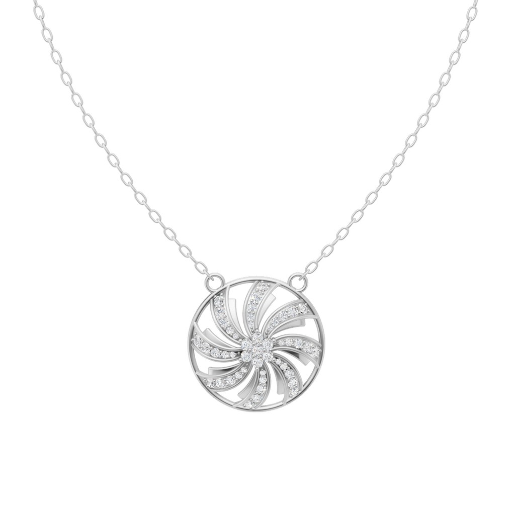 Elegant Swirl Bloom Diamond Pendant Chain VENFORA
