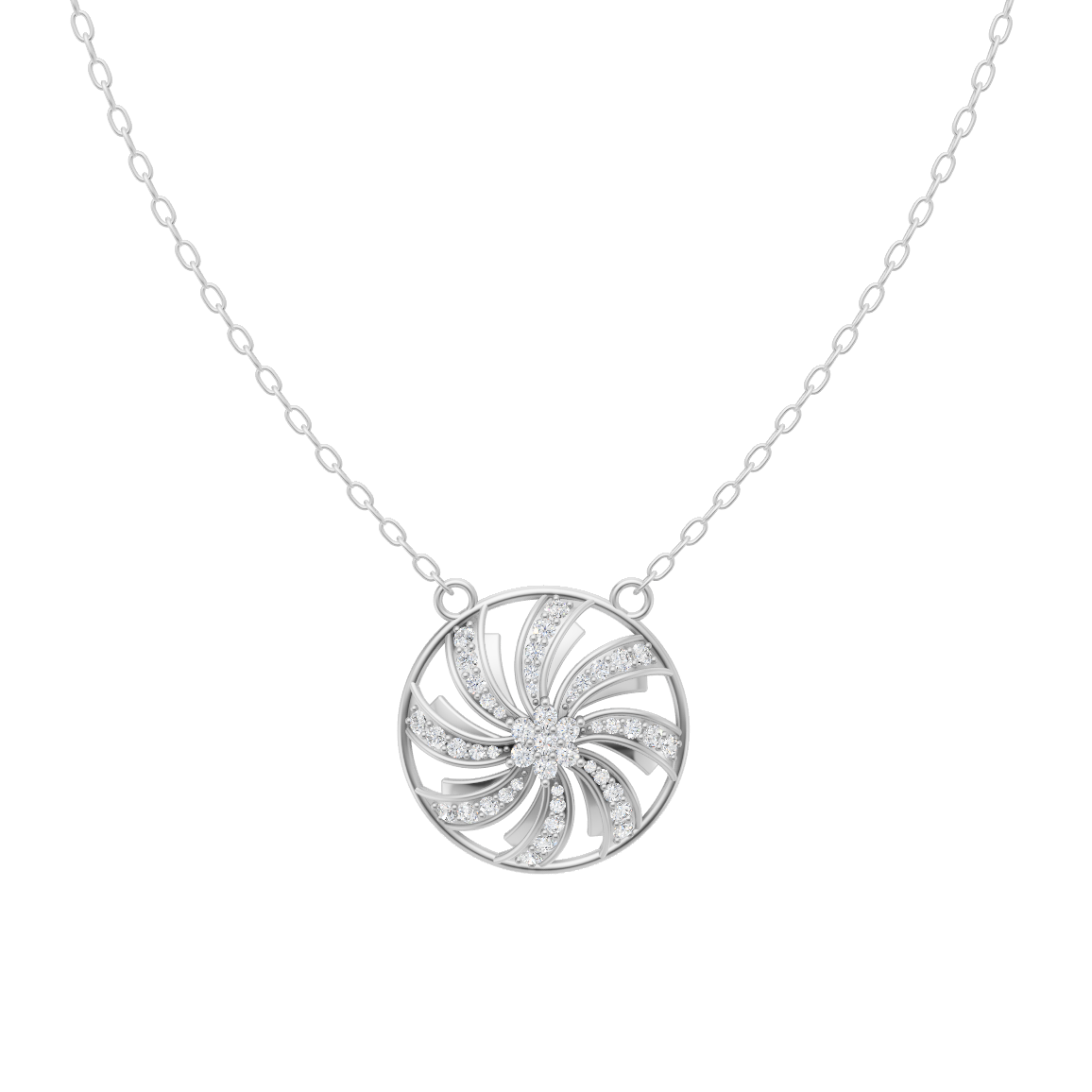 Elegant Swirl Bloom Diamond Pendant Chain VENFORA