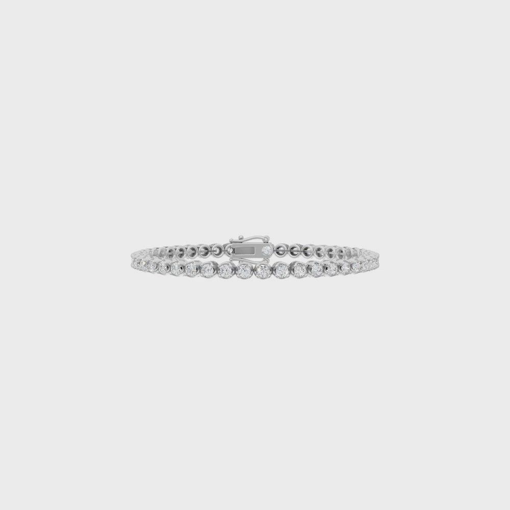 Bezel Set Round Cut Lab Grown Diamond Tennis Bracelet