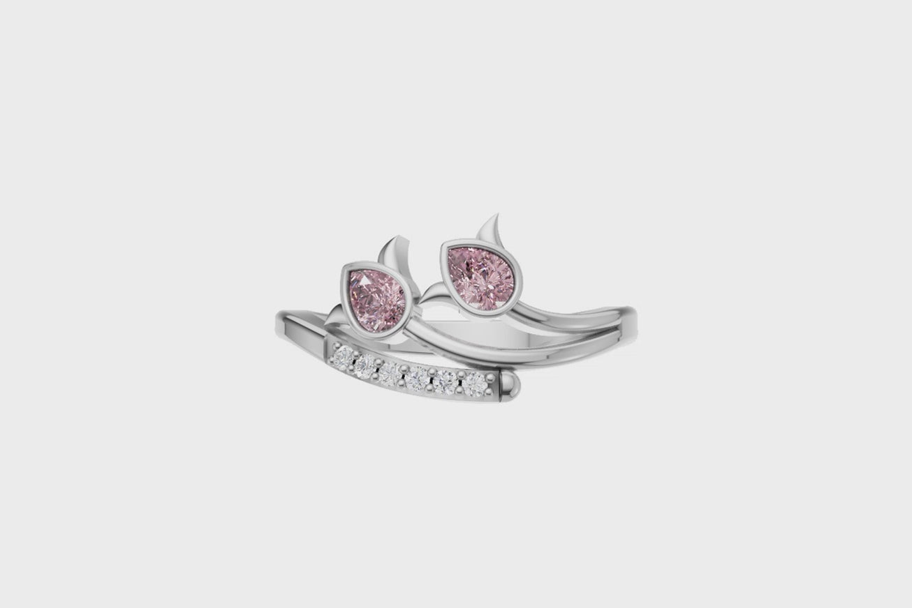 Pink Heart Lab Grown Diamond Devil Band Ring