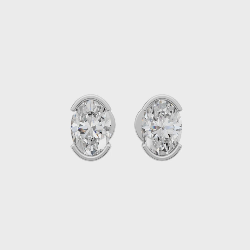 Oval Cut Lab Grown Diamond Stud Earrings